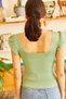 Women's Green Green Ruffled Sleeve Summer Knitwear Blouse BLZ-19001035 - 5