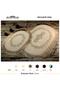 Cream Exclusive 2-Piece Oval Dowry Fringed French Lace Toilet Seat Set Bathroom Mat Set - 2