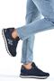 Men's Navy Blue Nubuck Leather Sports Shoes - 2