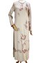 Women's Beige Cotton Sile Cloth Hijab Dress