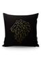 Special Design Throw Pillow Cover on Black Background with Gold Geometric Lion Drawing