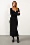 Women's Black V-Neck Maxi Camisole Dress EY1086 - 6