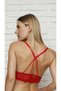 Women's Red Supported Front Clip Back Detailed Half Bralet Single Bra - 2