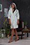Mint Butterfly Jacquard Bambo Women's Dressing Gown - 2