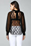 Women's Black Lace Detailed Blouse BD2264 - 3