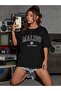 Malibu Printed Black Oversize T-shirt Casual Boyfirend - 2