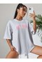 90's Printed Women's Oversize Gray Salas T-shirt Boyfriend - 2