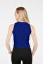 Women's Cobalt Blue Yellow Halter Neck 2-Piece Crop Blouse - 4