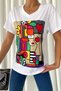 Women's White New Season Printed Cotton T-Shirt - 2