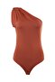 Tarçın Asimetrik Yakalı Alttan Çıtçıtlı Esnek Örme Body TWOSS22BD00014 - 7