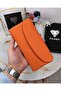 Genuine Leather Women's Orange Wallet with Phone Compartment 2049 - 2