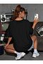 Malibu Printed Black Oversize T-shirt Casual Boyfirend - 4