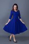 Women's Flexible Atlas Fabric V-Neck Pocket Detailed Midi Length Cobalt Blue Evening Dress 257 - 6