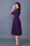 Women's Flexible Atlas Fabric Pocket Detailed V-Neck 3/4 Sleeve Plum Midi Dress 257 - 8