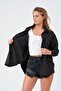 Women's Black Oversized Basic Long Shirt - 7