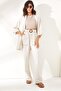 Women's Stone Top Kimono Lower Pocket Trousers Linen Set TKM-19000209 - 4