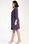 Women's Vıscon Plus Size Nightgown with Rope Straps + 3/4 Sleeve Dressing Gown Set - 3