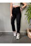High Waist Lycra Black Mom Jeans Flexible Denim Trousers - 3