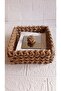 Wicker Jute Cornered-Square Decorative Glass Cover Mini Basket-Organizer-Napkin Holder