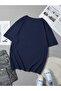 Navy Blue Unisex Good Things Printed Oversize T-shirt - 2