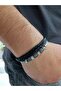 Black Braided Leather Steel Bracelet - 2