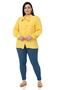 Plus Size Collar Tied Shoulder and Sleeve Gathered Yellow Shirt