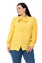 Plus Size Collar Tied Shoulder and Sleeve Gathered Yellow Shirt - 2
