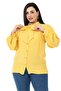 Plus Size Collar Tied Shoulder and Sleeve Gathered Yellow Shirt - 4