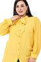 Plus Size Collar Tied Shoulder and Sleeve Gathered Yellow Shirt - 5