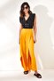 Women's Mustard Side Zippered Deep Slit Ayrobin Trousers PNT-19000233 - 2