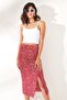 Women's Daisy Red Gathered Front Slit Knitted Skirt ETK-19000202 - 6