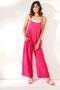 Women's Fuchsia Pocketed Strappy Loose Flowing Jumpsuit TLM-19000098 - 3