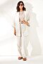 Women's Stone Top Kimono Lower Pocket Trousers Linen Set TKM-19000209 - 2