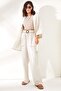 Women's Stone Top Kimono Lower Pocket Trousers Linen Set TKM-19000209 - 6
