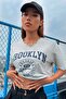 Women's Oversize Crop T-shirt Gray Brooklyn Printed - 2