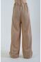 Camel Wide Leg Linen Blended Trousers - 3