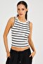 Women's White-Black Striped Camisole Blouse TSC126 - 3