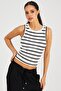 Women's White-Black Striped Camisole Blouse TSC126 - 5