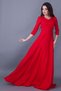 Women's Flexible Atlas Fabric V-Neck 3/4 Sleeve Design Maxi Length Red Evening Dress 257 - 7