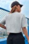 Women's Oversize Crop T-shirt Gray Brooklyn Printed - 6