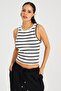 Women's White-Black Striped Camisole Blouse TSC126 - 4