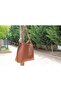 Women's Soft Leather 3-Compartment Handbag, Shoulder Bag with Scarf and Chain Accessories - 4