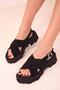 Black Suede Women's Sandals 18185 - 3