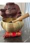 14 cm Diameter Brass Tibetan Sound Bowl - Red Pillow and Mallet Set