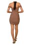 Women's Light Brown Draped Gathered Lined Mini Dress - 6