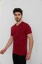Men's 100% Cotton V-Neck Flared Short Sleeve Plain Men's T-Shirt 4601 Powder - 2