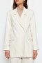 Krem Blazer Ceket-Pantolon Dokuma Alt-Üst Takım TCTAW23US00132 - 5