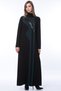 Women's Black Leather Detailed Garnished Topcoat 6941