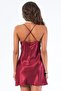 Women's Burgundy Satin Nightgown Set 1502 - 2