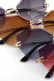 Crystal Cut Glass Cat Eye Sunglasses Black Color - 7